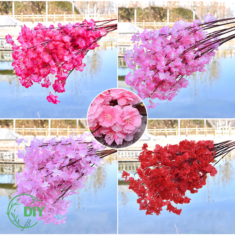 ส้อมดอกซากุระประดิษฐ์ 110cm ดอกไม้ปลอม Diy สําหรับตกแต่งบ้านโรงแรมงานแต่งงานงานเลี้ยงงานเลี้ยงบ้านโรงแรม