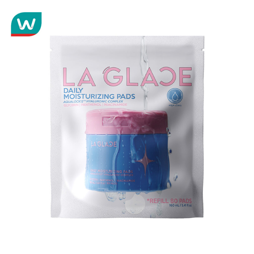 LA GLACE ลา กลาส เดลี่ มอยส์เจอร์ไรซิ่ง แพด รีฟิล ไซส์ 80แผ่น