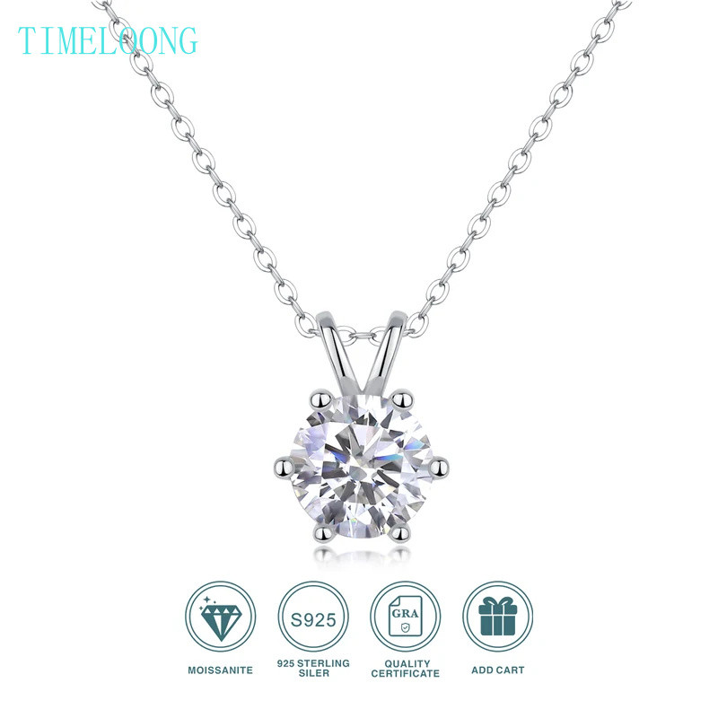 จริง Moissanite GRA ใบรับรอง 1-3 CT D สีประกายอัญมณี 18K ทองคำขาว S925 สร้อยคอมุกสำหรับผู้หญิงเครื่อ