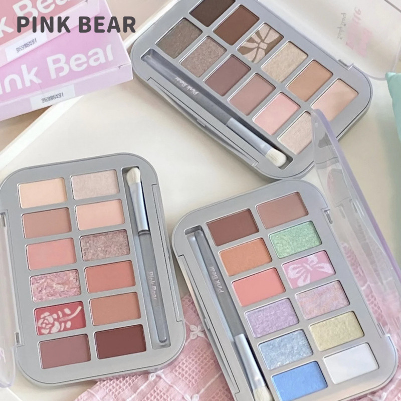 PINK BEAR อายแชโดว์ บัญชีมือ อายแชโดว์ 12 สี บลัชออน พาเลทคอมพลีทมุก