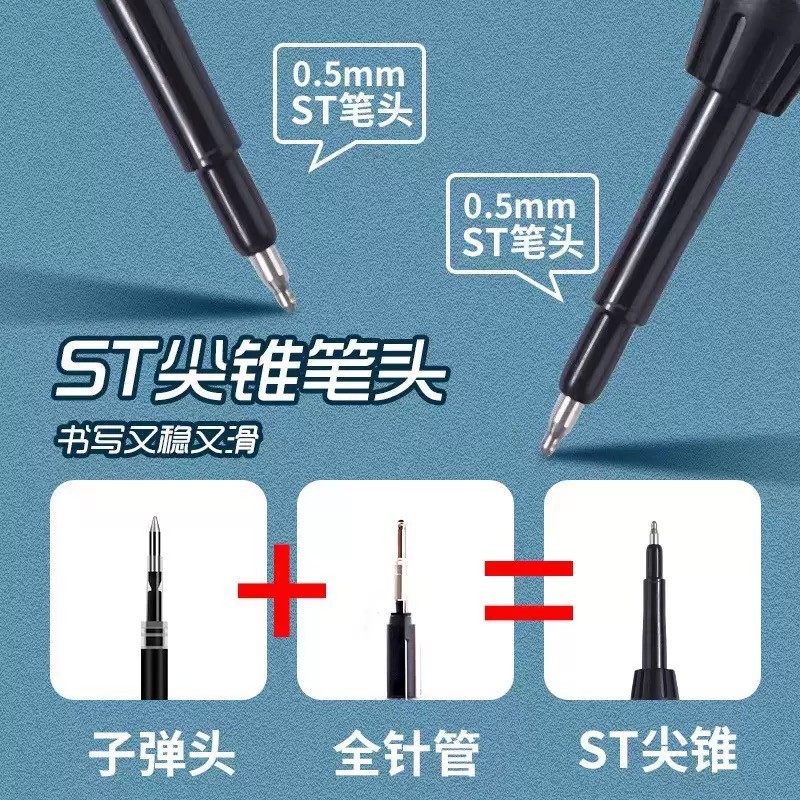 โปร่งใสความจุขนาดใหญ่แห้งเร็วกดปากกาเป็นกลาง 0.5 สีดําเขียนเรียบ ราคา ถูกที่สุด ดีลบีเคเค แกลเลอรีภาพที่ 2