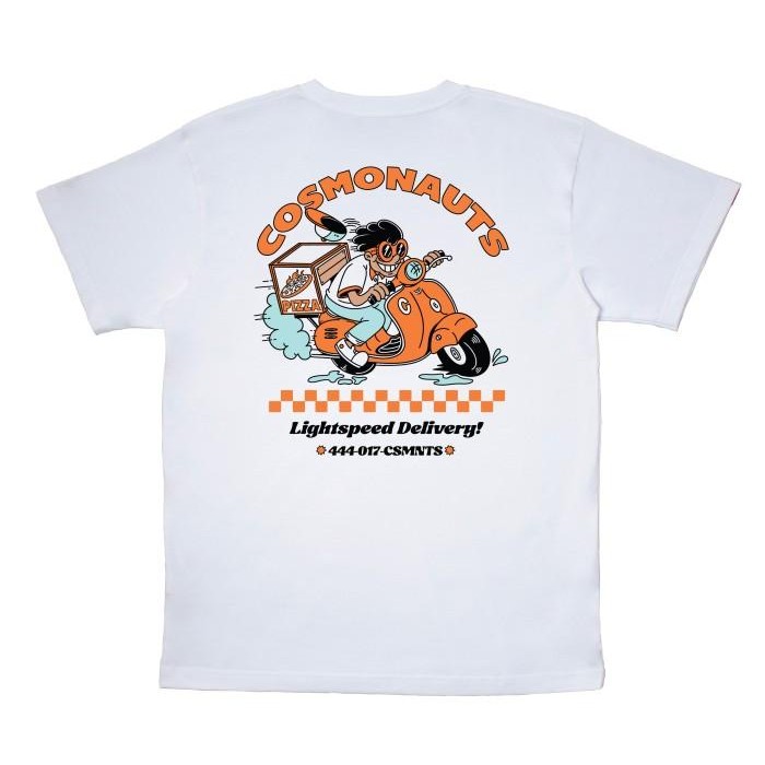 Cosmonauts - Pizza Delivery White Tee