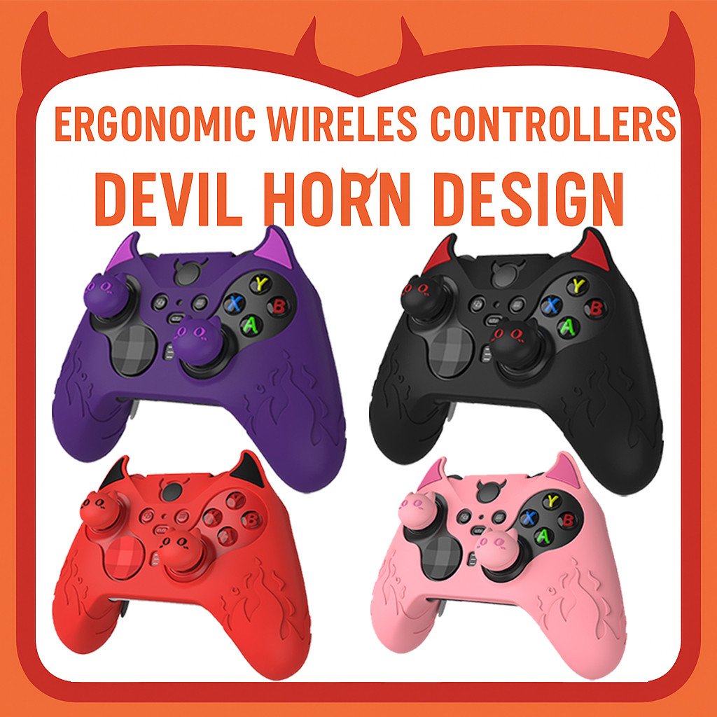 น่ารักปีศาจซิลิโคนสําหรับ Xbox Elite Wireless Controller Series 2, Kawaii Anti-Slip กันกระแทก Controller Skin Grip สําหรับ Xbox Elite Series 2 Core พร้อม Thumb Grip Caps
