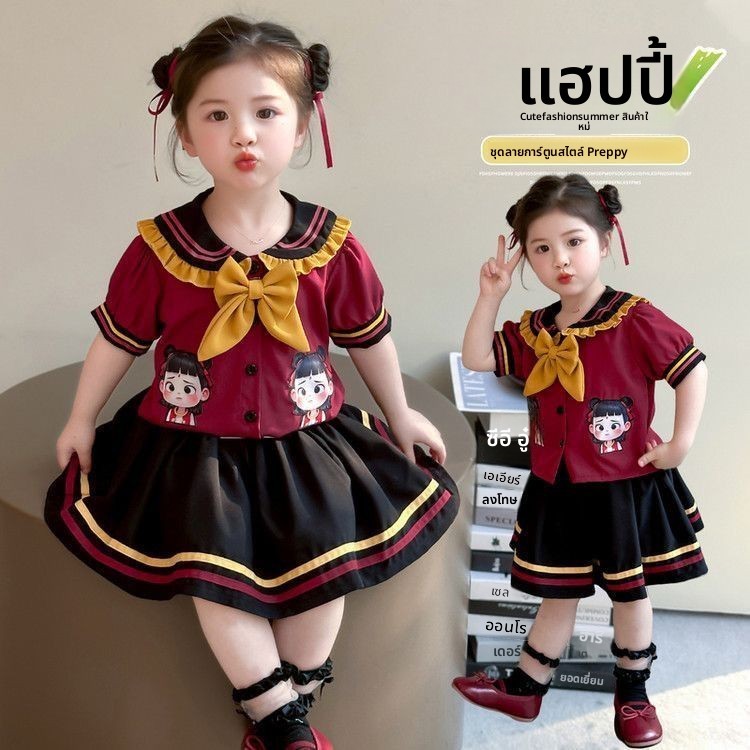 ชุดเซ็ตเด็กผู้หญิงลาย Kuromi สุดน่ารัก – เสื้อเซเลอร์+กระโปรงจีบสไตล์แฟชั่นการ์ตูน 2 ชิ้น - รูปที่ 3