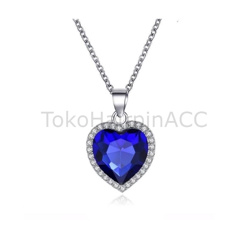 ️[ซื้อ 2 แถม 1] สร้อยคอผู้หญิง Titanic Heart of the Ocean Rose Blue สร้อยคอพรีเมี่ยม