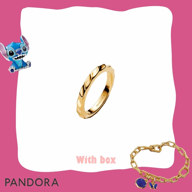 พร้อมกล่องFashion Design Gift Women Jewelry S925 Sterling Silver PANDORA / Ripple Band Ring 163885ซี