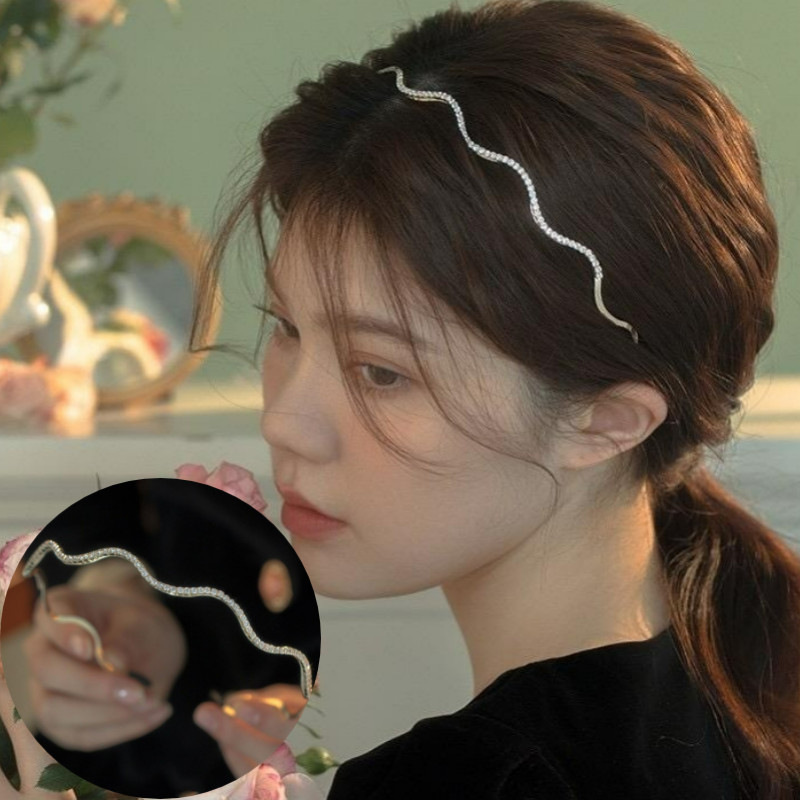 Zircon Wave Hair Band แฟชั่นเกาหลี Simple Thin Headband เครื่องประดับผมสําหรับผู้หญิง
