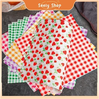 ʚɞ seely.shop ʚɞ💥ส่งไว💥 เค้กอบกระดาษน้ํามันสีผลไม้สตรอเบอร์รี่ขัดแตะกระดาษน้ํามันกล่องเบนโตะกระดาษ placemat ง่าย