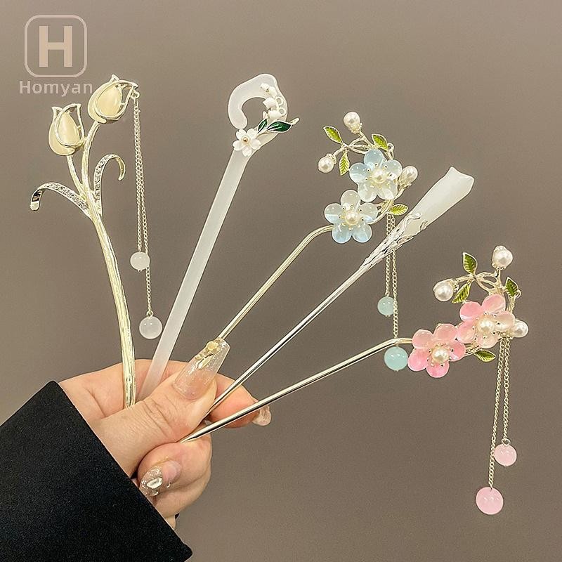 Tianyuaneee คลาสสิกสไตล์จีนผม Stick สําหรับผู้หญิงผีเสื้อดอกไม้กระต่าย Handmade Hairpins เครื่องประดับวินเทจอุปกรณ์เสริมเครื่องประดับผม Well