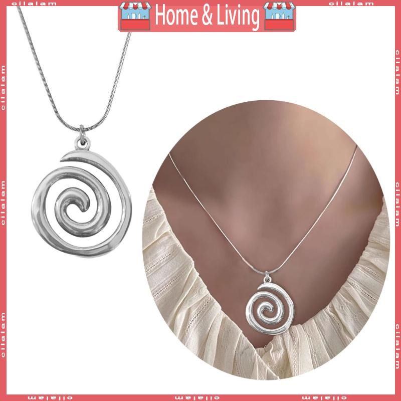 Fashionable Swirl Pendant Necklace Adjustable Length Neckchain Elegant Accessory
