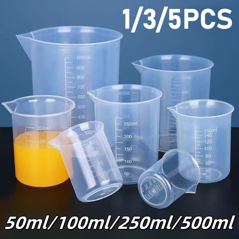1/3/5PCS ถ้วยตวงพลาสติกใส Beaker สําเร็จการศึกษา Liquid ถ้วยครัวเบเกอรี่การวัดทําอาหาร