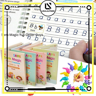 4pcs sank magic book buku belajar menulis anak buku angka huruf buku edukasi anak tk sd paud