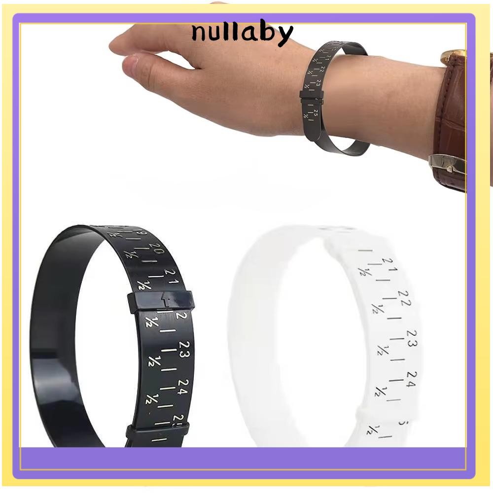 NULLABY วัดกําไลข้อมือ Sizer 15 ถึง 25 ซม.สร้อยข้อมือสีขาวเทปวัด, สีดําที่ถูกต้องพลาสติก ABS ข้อมือขนาดเครื่องมือเครื่องประดับ
