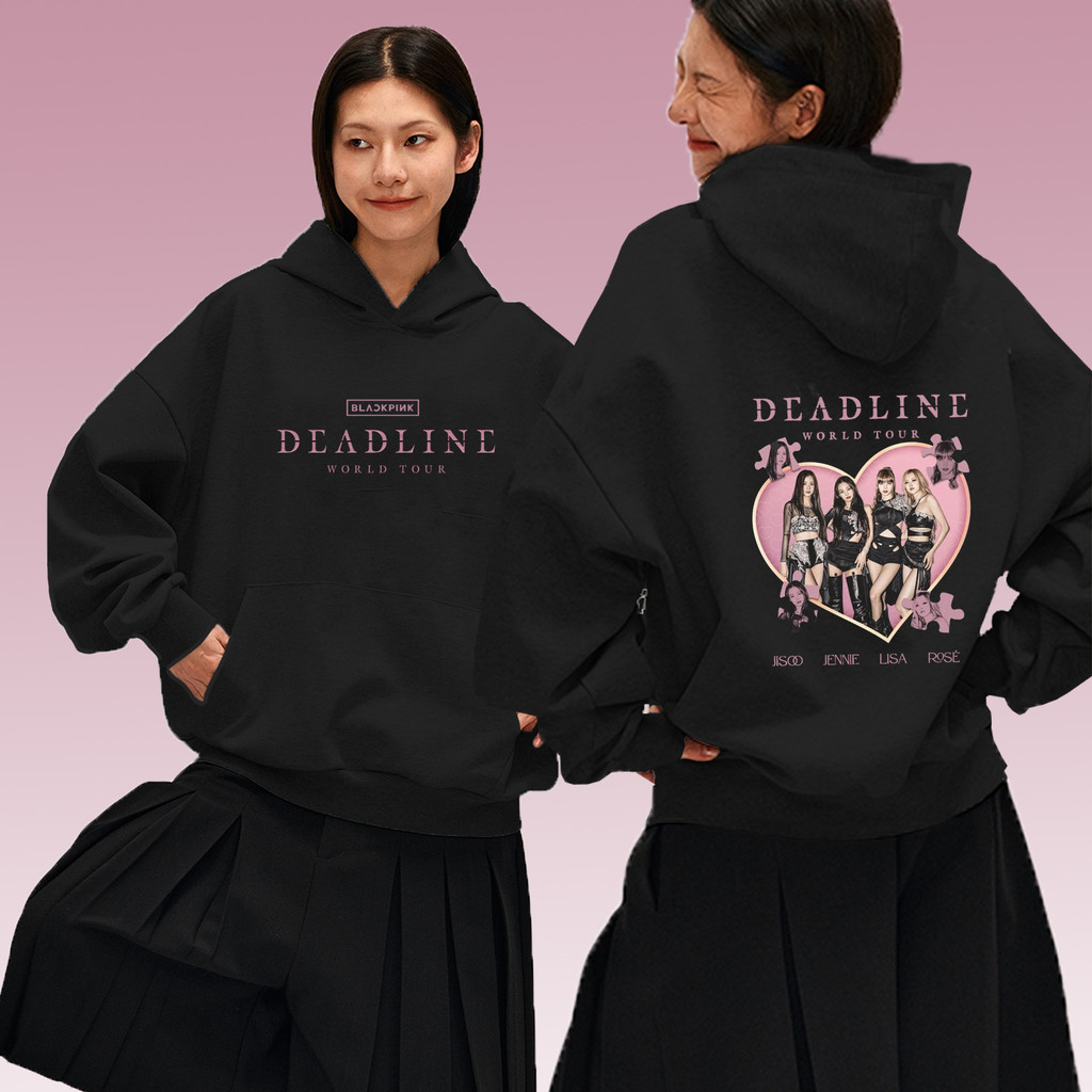 เสื้อกันหนาวแขนยาวมีฮู้ดคอนเสิร์ตสำหรับผู้หญิง Blackpink Retro Deadline 2025 World Tour BLACKPINK จี