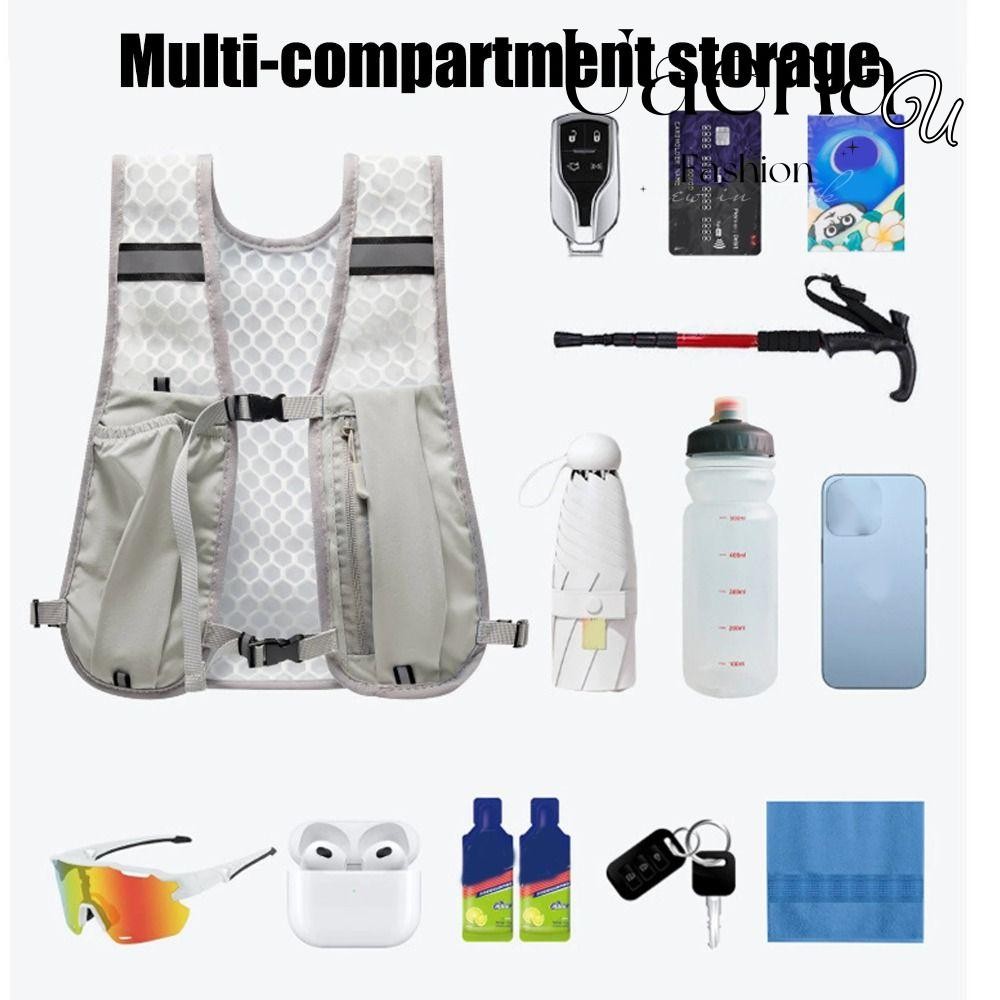 ทํา เสื้อกั๊กเก็บขวดน้ําสําหรับวิ่ง,เสื้อกั๊กวิ่งสะท้อนแสงไนลอนกันน้ําพร้อมที่วางโทรศัพท์น้ําหนักเบาแพ็คหน้าอกกลางแจ้ง