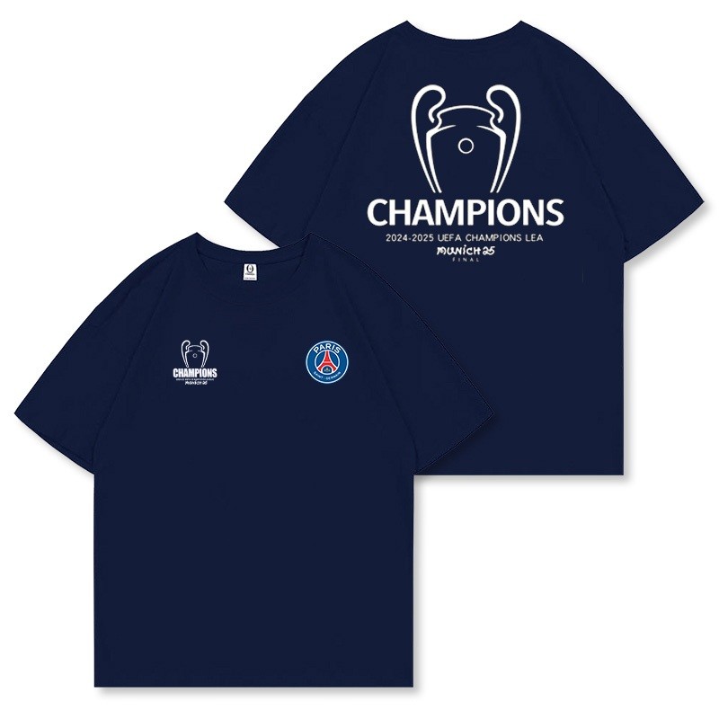 2025 Paris Saint Germain Champions League Victory Commemorative Football Fan Uniform Men's Short Sle