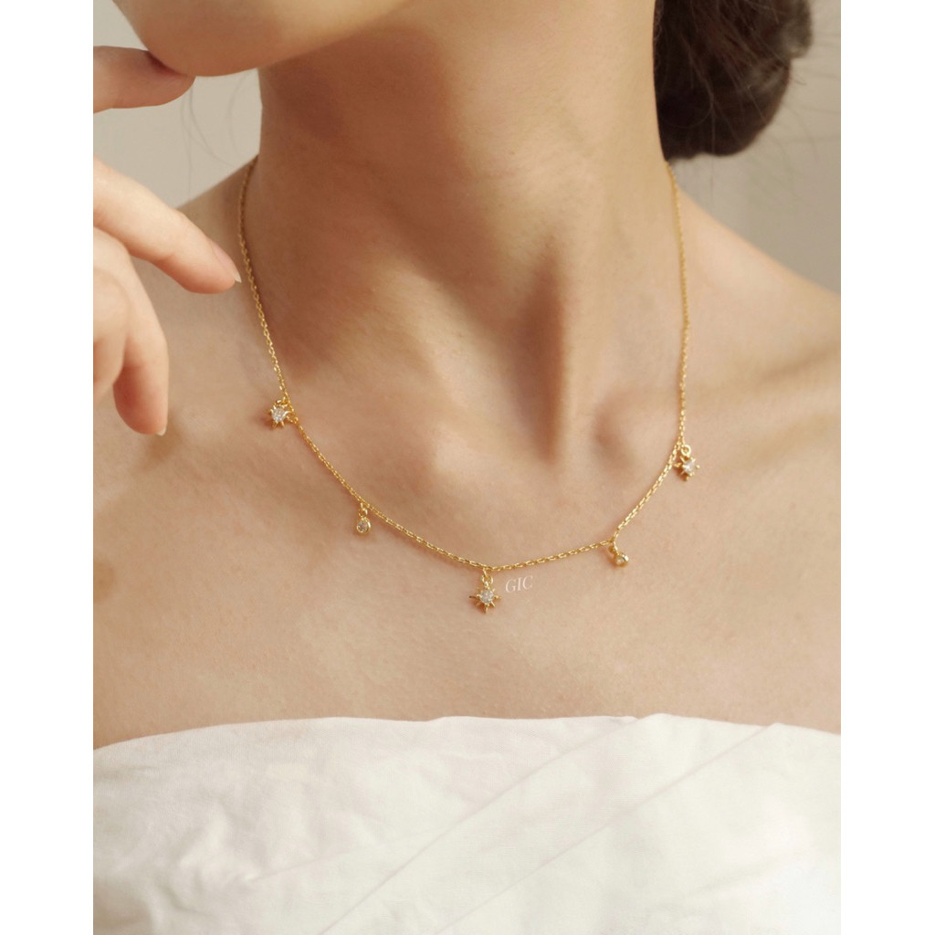 GIC - สร้อยคอหลายดาวฝุ่น | สร้อยคอผู้หญิงป้องกันสนิม |2
