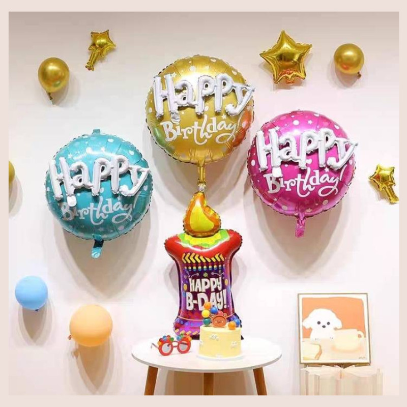 (ร้านไทย)ลูกโป่งวันเกิด ลูกโป่งลายHappyBirthdayลูกโป่งวันเกิด 4D