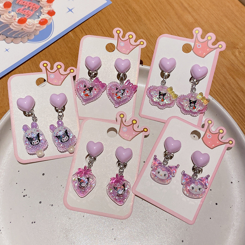 ชุดต่างหูรูปหัวใจมงกุฎน่ารักสําหรับเด็กเครื่องประดับหูสไตล์เจ้าหญิงของขวัญวันเกิดที่สมบูรณ์แบบสําหรับเด็กผู้หญิง