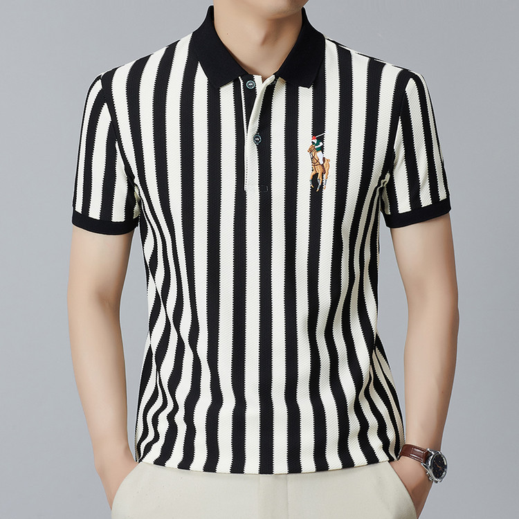 เสื้อโปโลผู้ชายนวัตกรรมใหม่ แขนสั้น ผ้าฝ้ายระบายอากาศ การออกแบบอเนกประสงค์