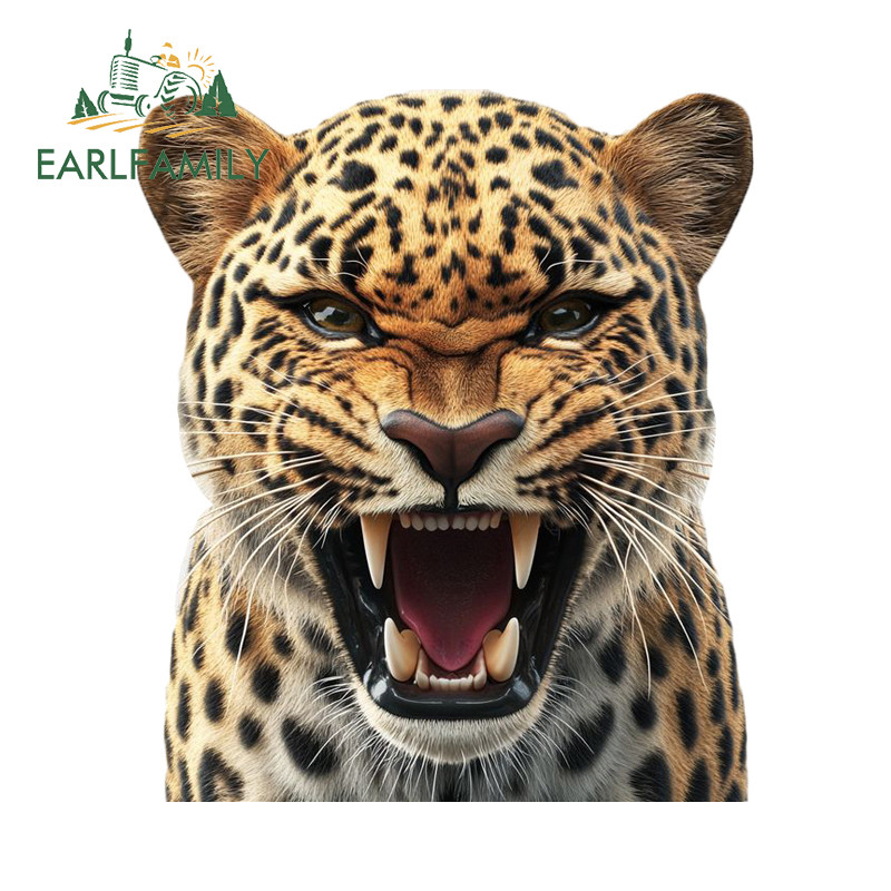 EARLFAMILY เสือดาวรถสติกเกอร์ Shark น่ารักอะนิเมะตลกอุปกรณ์เสริม Decal กันน้ํา Loptop ตกแต่ง