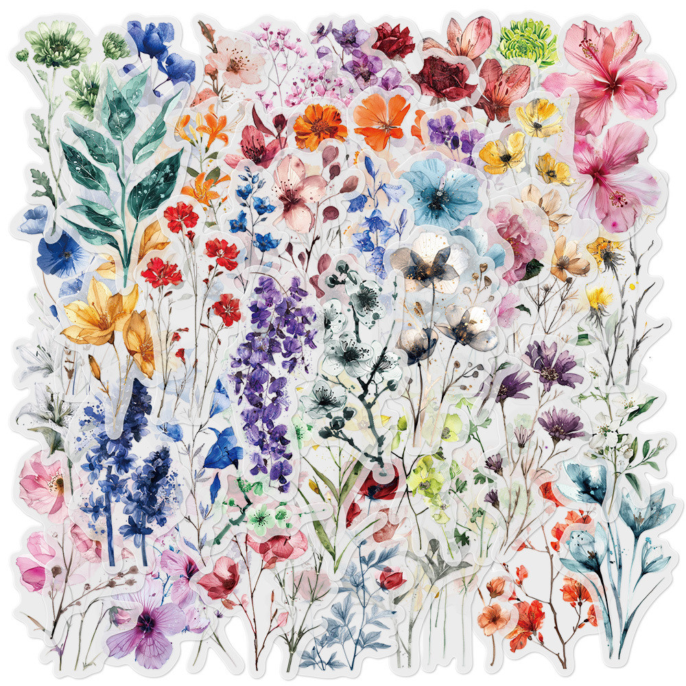 ❉ Flowers Ink Art Series 02 สติ๊กเกอร์ PET ❉ 50 ชิ้น/เซ็ต DIY กันน้ําแฟชั่น Decals สติ๊กเกอร์ Doodle