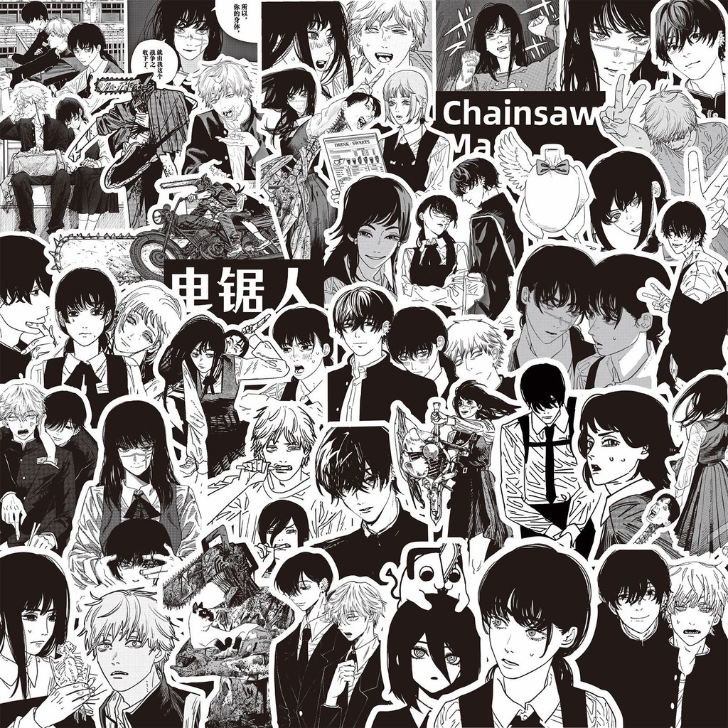 Chainsaw Man Gothic สติกเกอร์ (65/75 ชิ้น) - Denji Chainsaw Decals สําหรับ Journal & DIY Collage - Murah & Keren