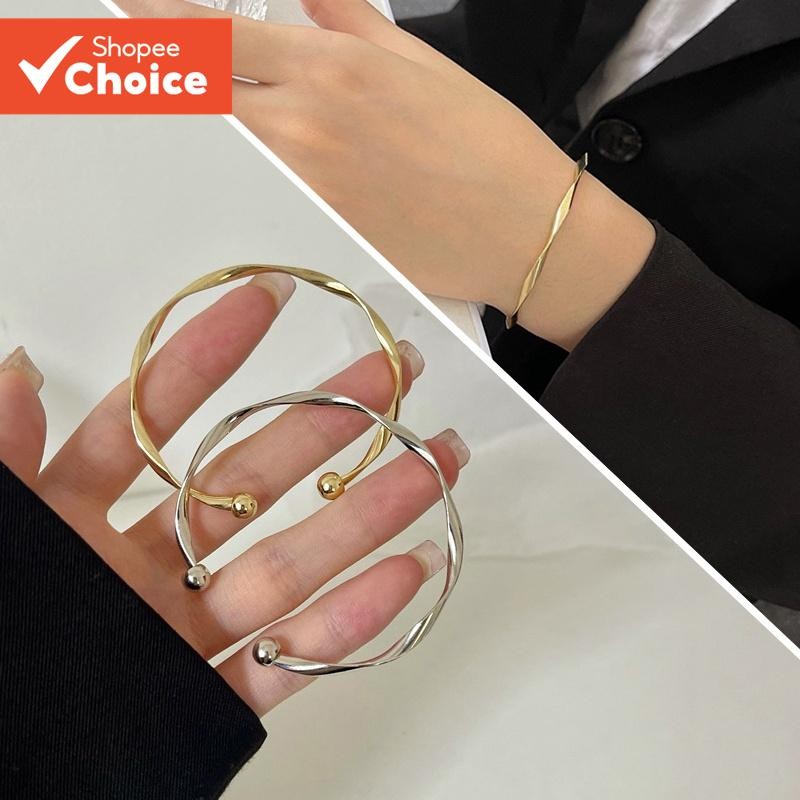 Stylish Solid Ripple เปิดสร้อยข้อมือเครื่องประดับอเนกประสงค์ fo r คู่สวมใส่ทุกวันแฟชั่น