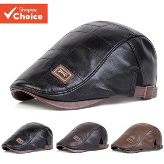 Pu หนัง Beret ปรับ PU หนัง Beret Newsboy หมวก Unisex สําหรับ…