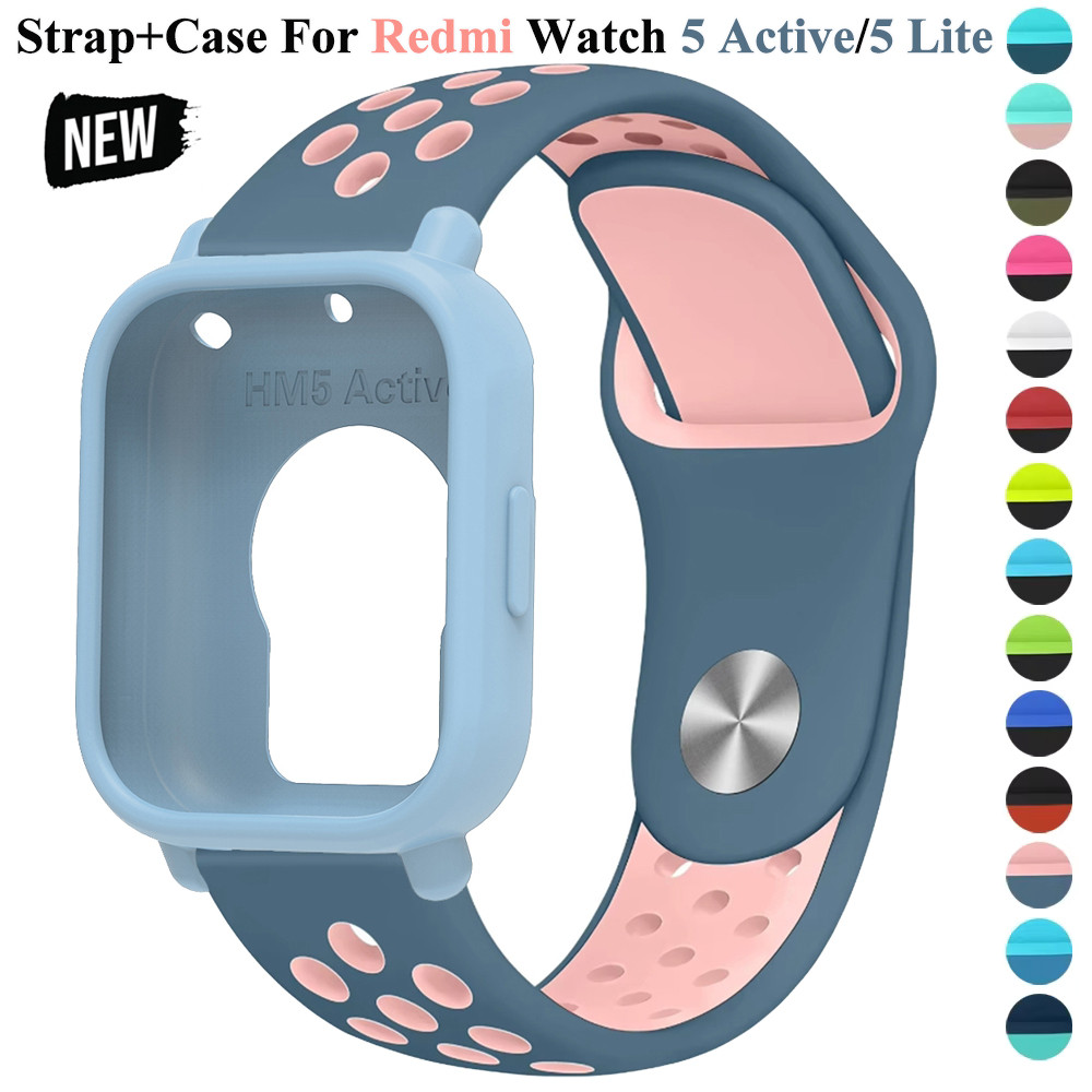 สร้อยข้อมือซิลิโคน + กรณีสําหรับ Redmi Watch 5 Active เปลี่ยนสายนาฬิกาสําหรับ Redmi Watch 5 Lite Band