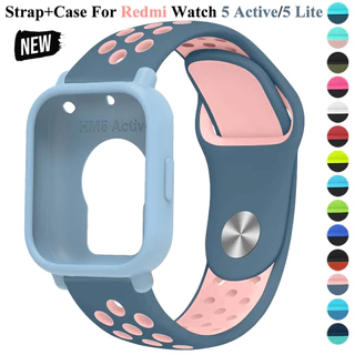 สร้อยข้อมือซิลิโคน + กรณีสําหรับ Redmi Watch 5 Active เปลี่ยนสายนาฬิกาสําหรับ Redmi Watch 5 Lite Band