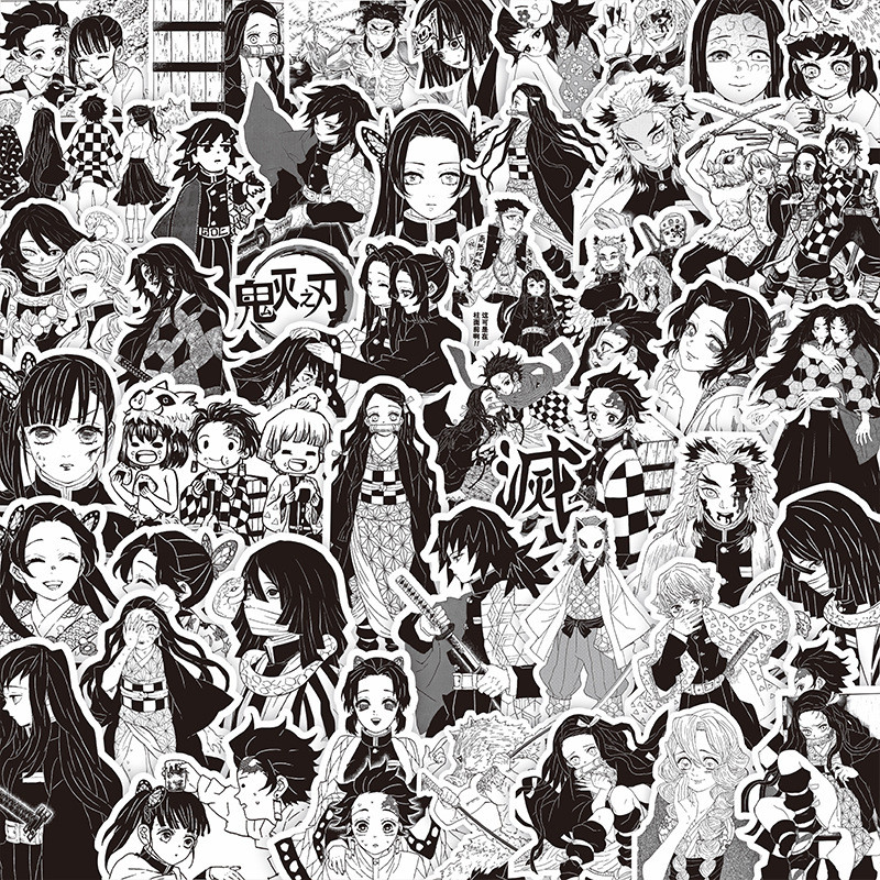 ชุดสติ๊กเกอร์ Demon Slayer Hashira (75/82 ชิ้น) - Monochrome Demon Slayer Decals สําหรับ Journal & Phone - Murah & Keren ราคาถูก Shopee Lazada