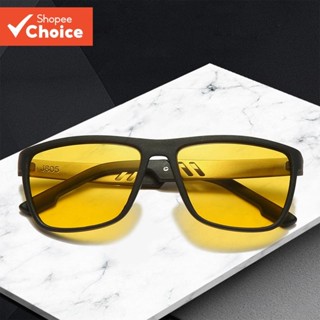 แว่นกันแดดผู้ชายแฟชั่นสแควร์สีเหลืองคืนวิสัยทัศน์แว่นตากีฬาก…