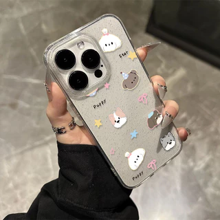 เคส iPhone 16 Pro Max iPhone 11 เคสใสแบบแวววาว TPU นุ่มสีสันสดใส สัตว์น่ารักและสวยงาม Compatible iPhone15 Pro max 14 13