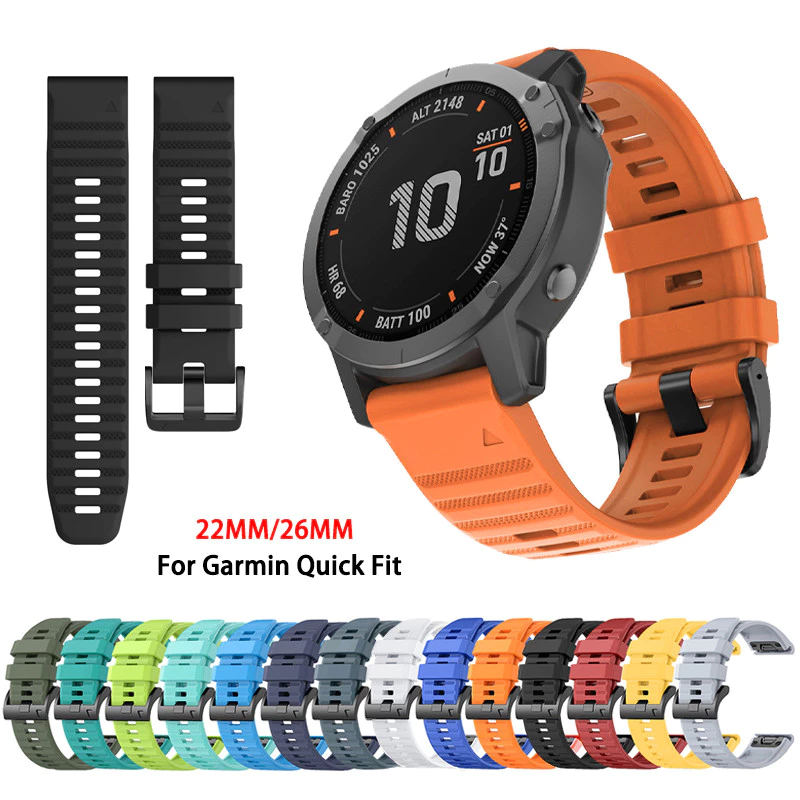 22 มม.26 มม.Quick Fit สายรัดข้อมือซิลิโคนสําหรับ Garmin Fenix 8 7 6 5 Fenix 7X 6X 5X Forerunner 965 935 945 745 Quatix 5 Descent mk1 mk2