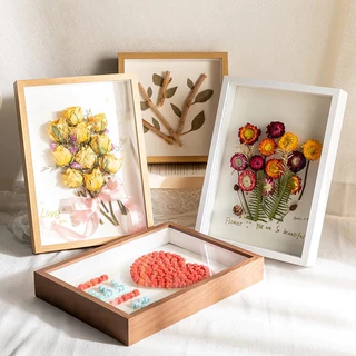 กรอบรูปทรงลึก กรอบรูป ใส่ดอกไม้แห้ง แบบกลวง สามมิติ DIY เป็นของตกแต่งบ้าน ของขวัญวันเกิด