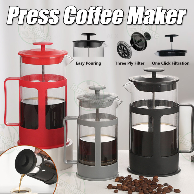 Coffee French Press Maker เครื่องชงกาแฟ French Press พร้อม Brossilicate Glass Coffee Plunger