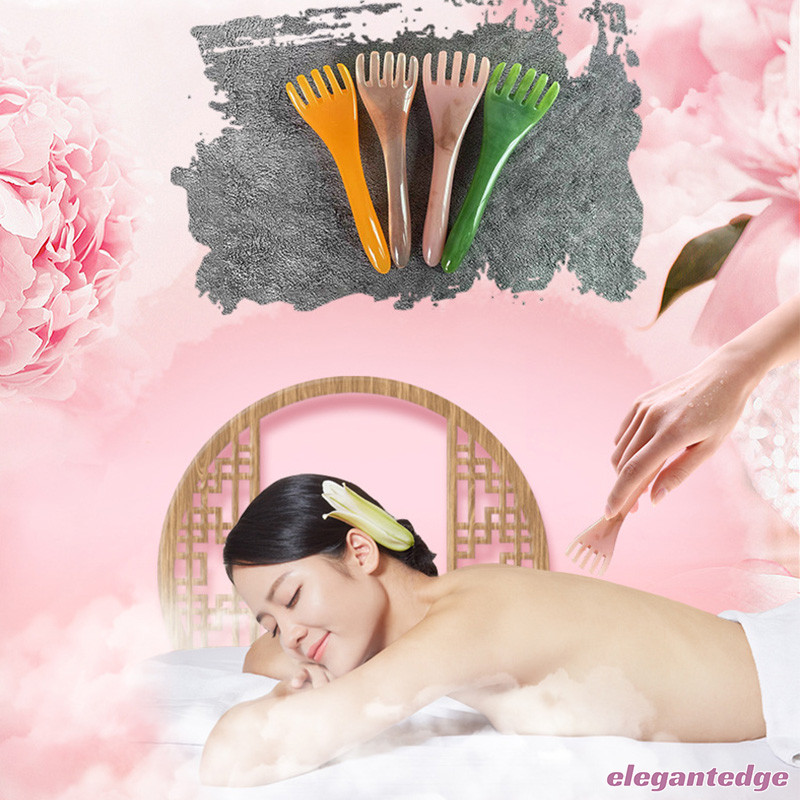 elegantedge เรซิ่นขี้ผึ้งนวด Stick หัวนวดห้ากรงเล็บขูด Stick Unblock Meridians