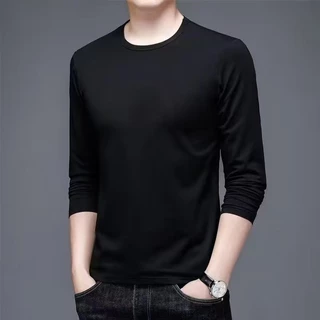 เสื้อยืดคอกลมแขนยาวคลาสสิก-พอดีกับมาตรฐานสวมใส่ในชีวิตประจำวัน