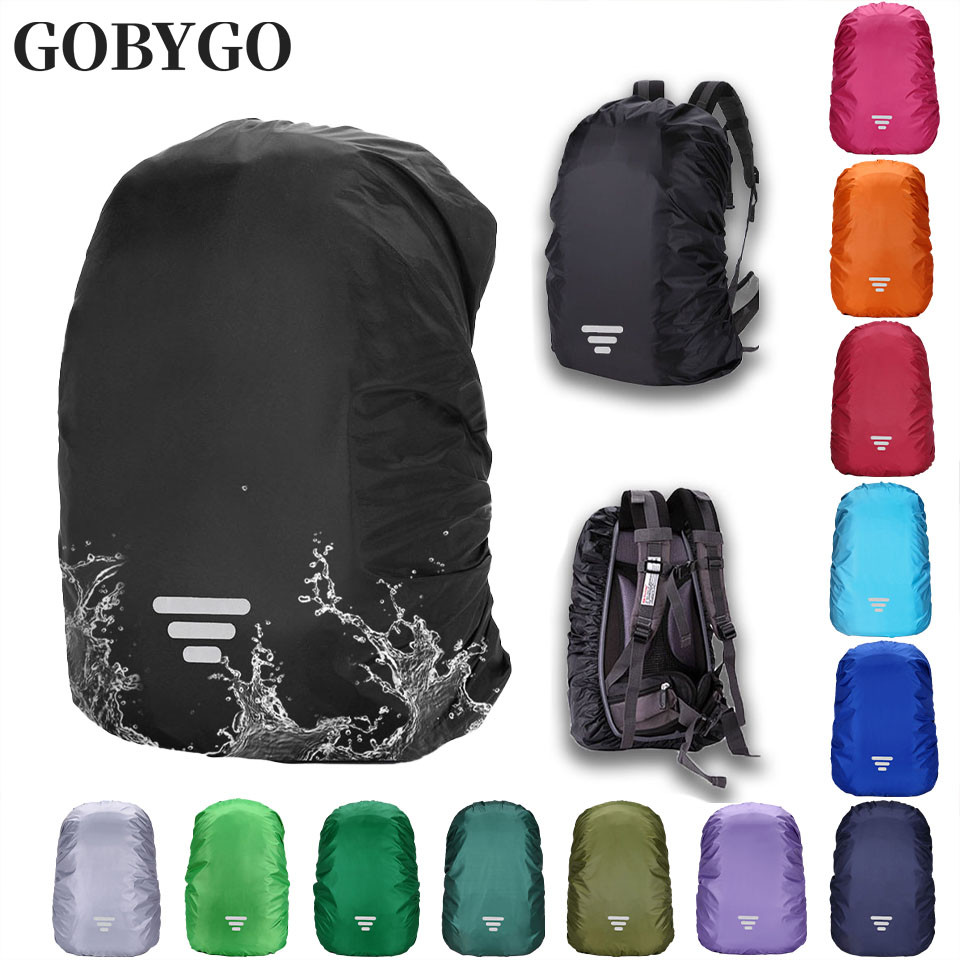 GOBYGO 15L-85L กลางแจ้งสะท้อนแสงกันน้ํา Rain Cover Camping ขี่ฝุ่นกระเป๋าเป้สะพายหลัง