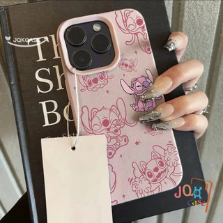 การ์ตูน Stitch คู่ สำหรับ IPhone 11 12 15 16 13 14 Pro Max XR XS X 7Plus 8Plus Max 16 7 8 15 Plus SE เคสโทรศัพท์สีชมพู