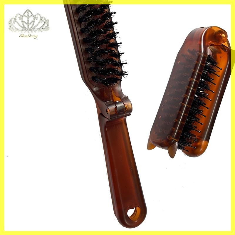 หูหมูป่าขนแปรงแปรงผมสีเหลืองอําพันพับแบบพกพาหวีพ็อกเก็ตพับเดินทางนวดเครื่องมือจัดแต่งทรงผมร้านผู้หญิงของขวัญใหม่ ไทย - รูปที่ 7