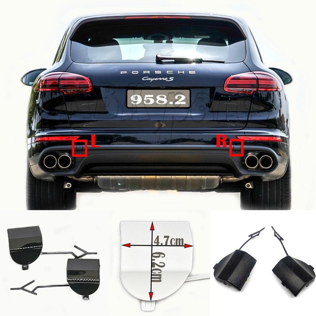 ฝาครอบลากจูงด้านหลัง Fit 15-18 Porsche Cayenne 92A 958.2 3.0L 3.6L 4.8L ฐาน S GTS Turbo TDI กันชนลาก