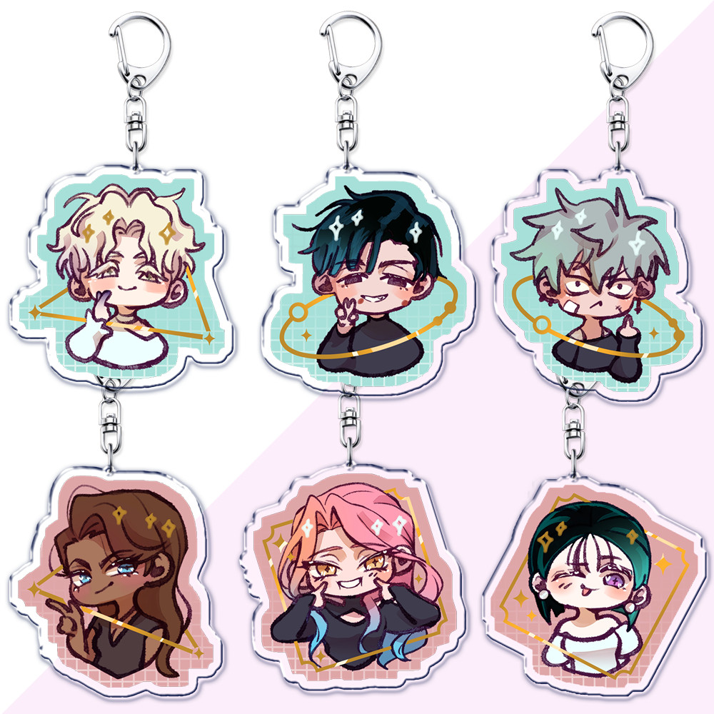 น่ารัก Alien Stage Chibis อะนิเมะพวงกุญแจสําหรับผู้หญิงอุปกรณ์เสริมกระเป๋า Luka Ivan Till Mizi Hyuna