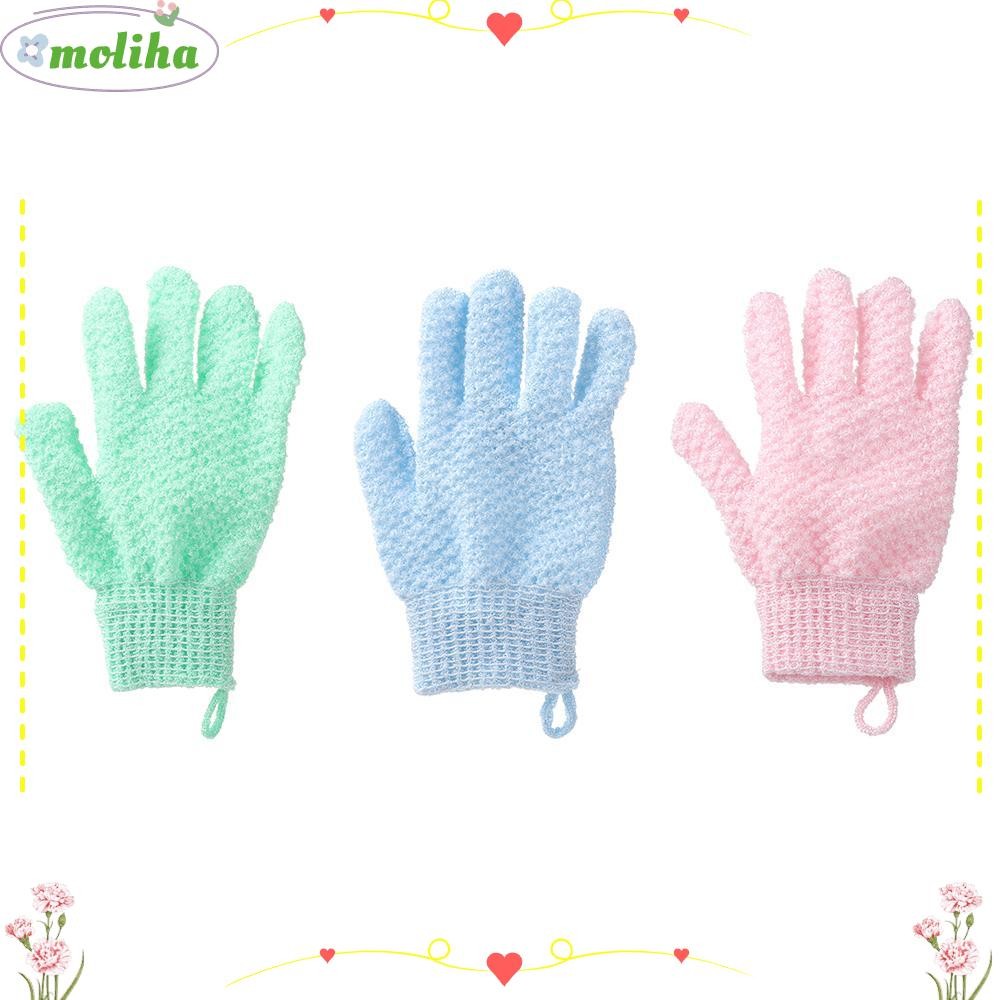 MOLIHA ถุงมือขัดอาบน้ําโดยไม่ต้อง Irritating High-Elastic Shower Spa Exfoliator Scrub Mitt Rub Dead Skin Removal Thicken ผ้าเช็ดตัว