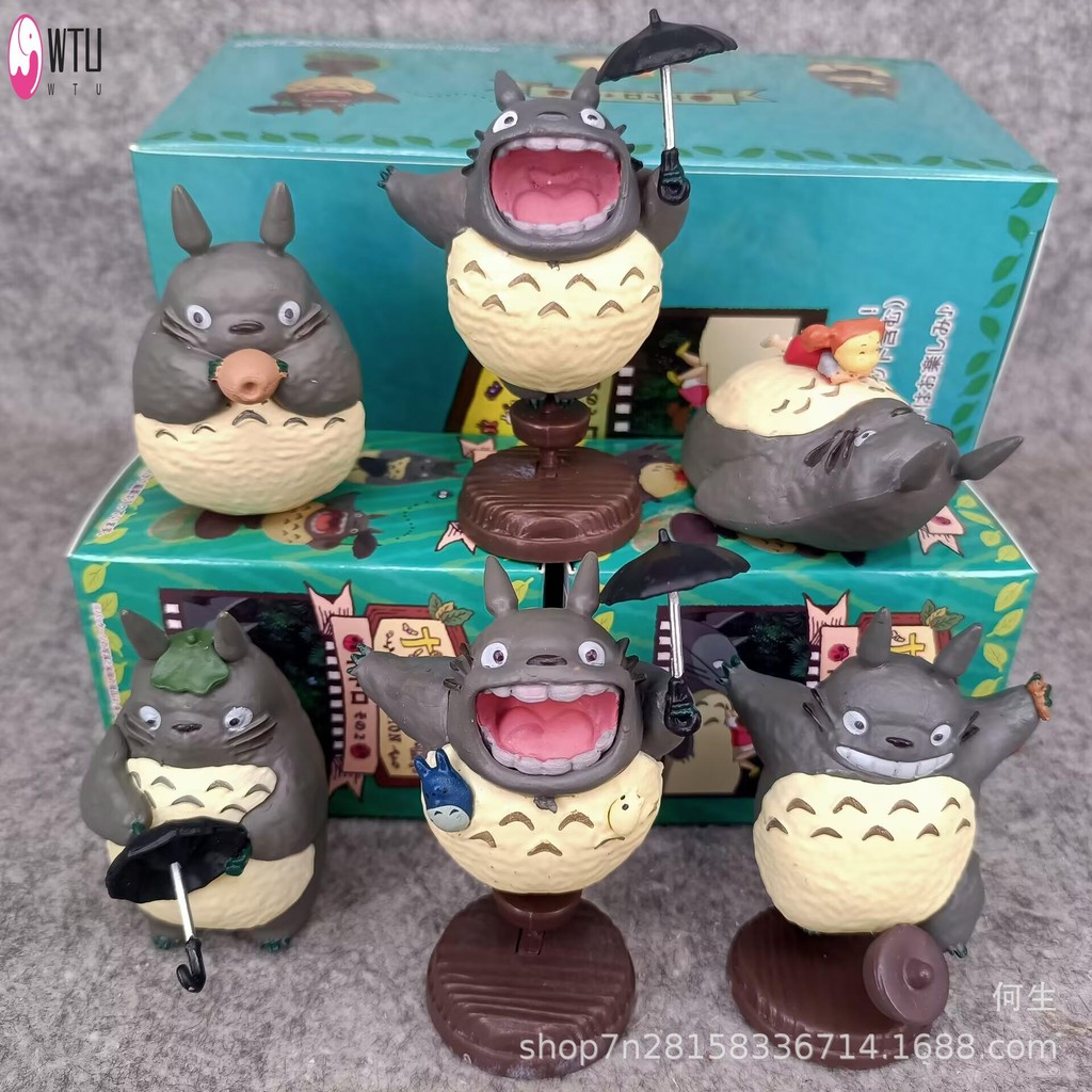 【COD】ชุด 6 ชิ้นของแอนิเมชั่น Hayao Miyazaki My Neighbor Totoro ถือร่ม My Neighbor Totoro action figu