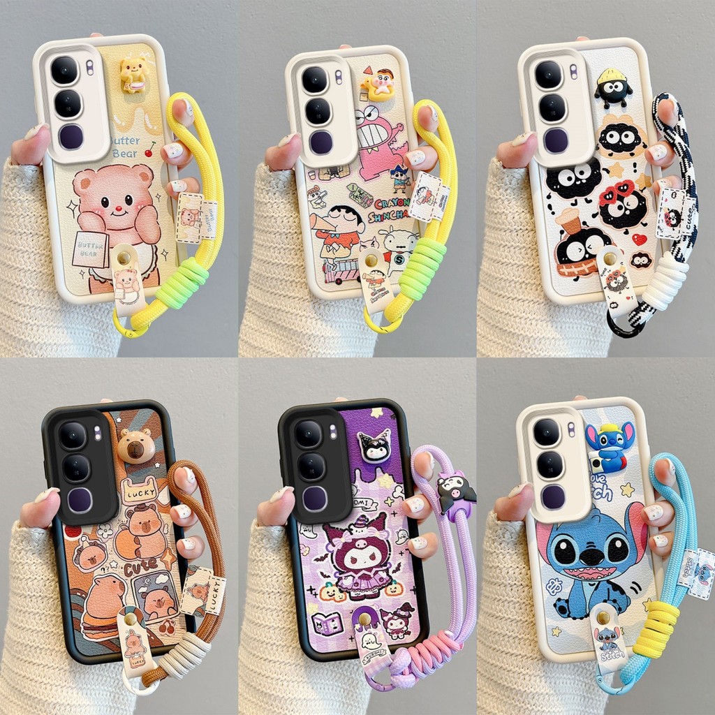 เคส VIVO Y200 หนังการ์ตูนปักหมุดเชือกโทรศัพท์กรณี