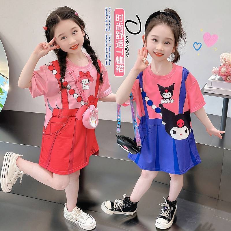 พร้อมส่ง ✨✨ชุดเดรสสำหรับเด็กผู้หญิง เนื้อผ้านิ่ม พิมพ์ ลายการ์ตูนน่ารักๆ ใส่สบายไม่ร้อน ผ้ายืด✨✨