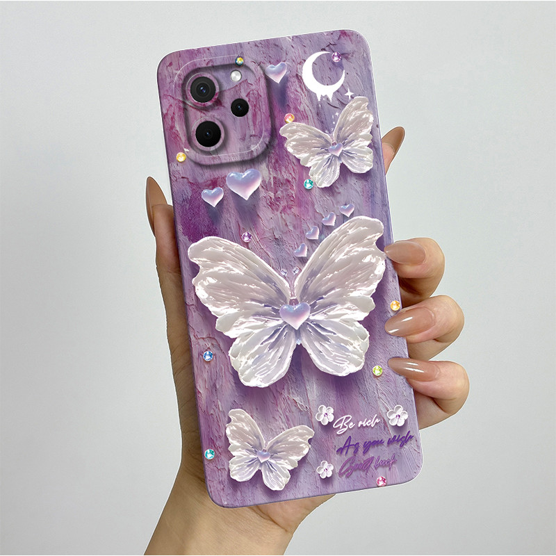 เคสโทรศัพท์สําหรับ Huawei Nova Y61 EVE-LX9 EVE-LX3 ปลอกความงามสวยผีเสื้อดอกไม้กันกระแทก Soft TPU Matte ฝาหลังสําหรับ HuaweiNovaY61 ที่อยู่อาศัยกันชน - รูปที่ 3