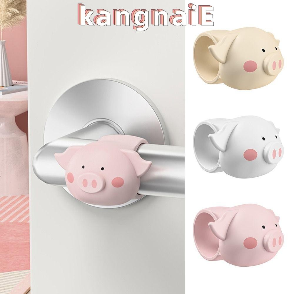 KANGNAI ที่กั้นประตู 3 ชิ้น, ซิลิโคนการ์ตูนตัวป้องกันผนัง, น่ารักเงียบป้องกันการกระแทก Punch-free Doorknob แผ่นกันชนสําหรับห้องนอน